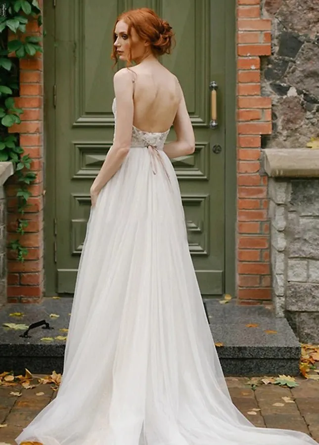 A Line Bohemian Tulle Lace Wedding Dresses Bridal Gowns Beach sold by KissProm product image thumbnail 2