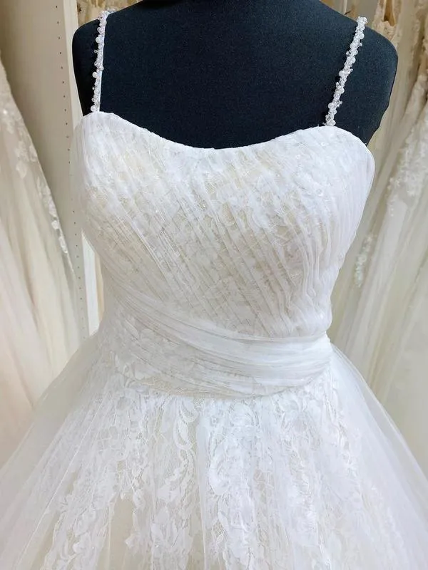 Ball Gown Tulle Lace Spaghetti Straps Appliqued Wedding Dresses sold by KissProm product image thumbnail 4
