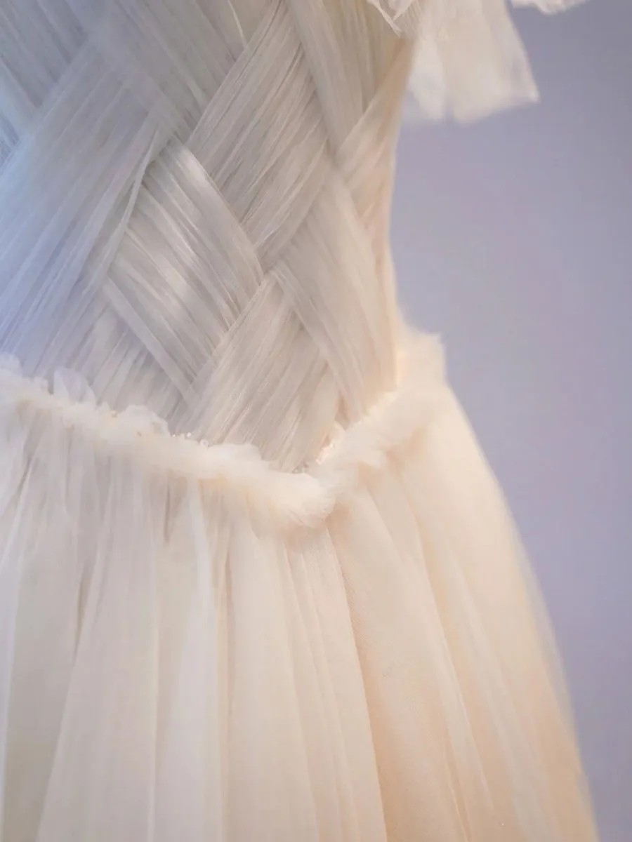 Unique Light Champagne Tulle Long Prom Dress, Tulle Formal Wedding Dress sold by KissProm product image thumbnail 3