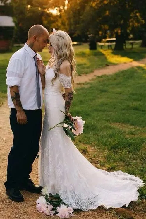 Tulle Satin Bowed Lace Zipper Wedding Dress sold by KissProm