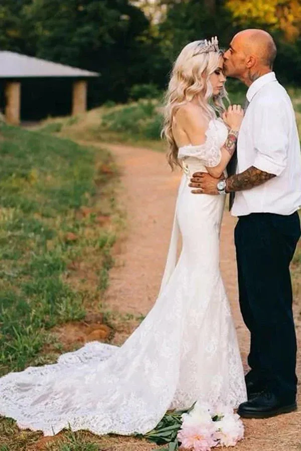 Tulle Satin Bowed Lace Zipper Wedding Dress sold by KissProm product image thumbnail 2