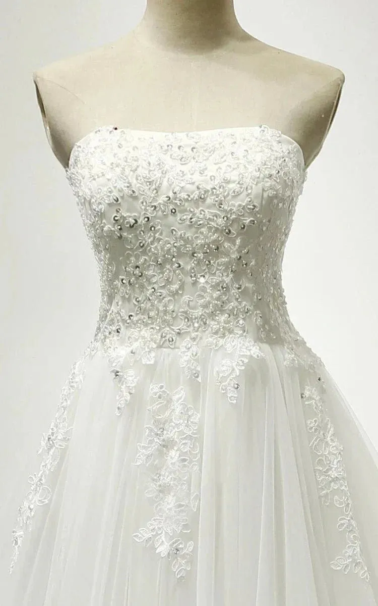 Strapless Tulle Wedding Dress With Lace Bodice Court Train sold by KissProm product image thumbnail 4