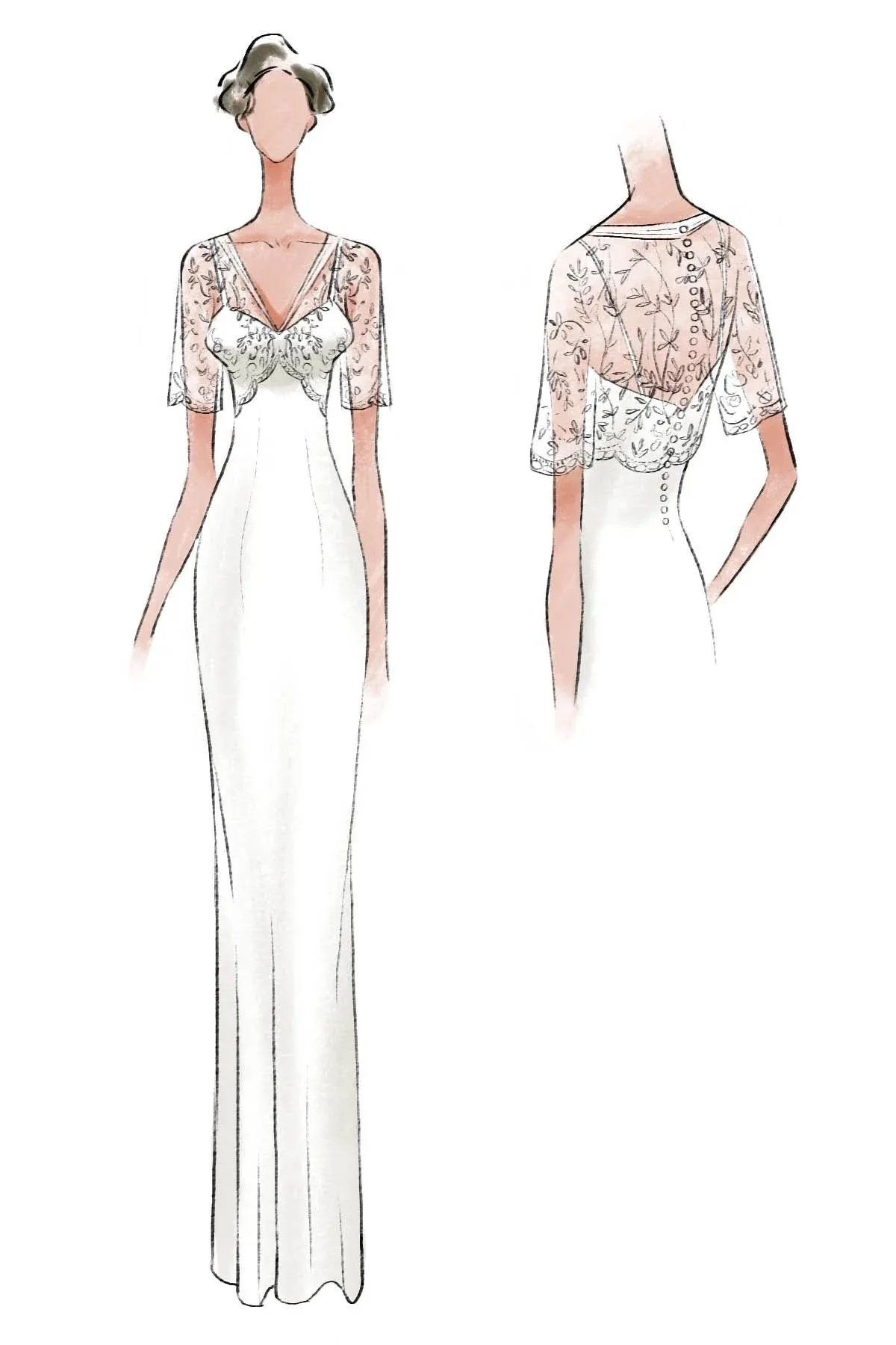 Sweetheart A-line Chiffon Dress With Half-sleeved Illusion Bodice sold by KissProm product image thumbnail 4