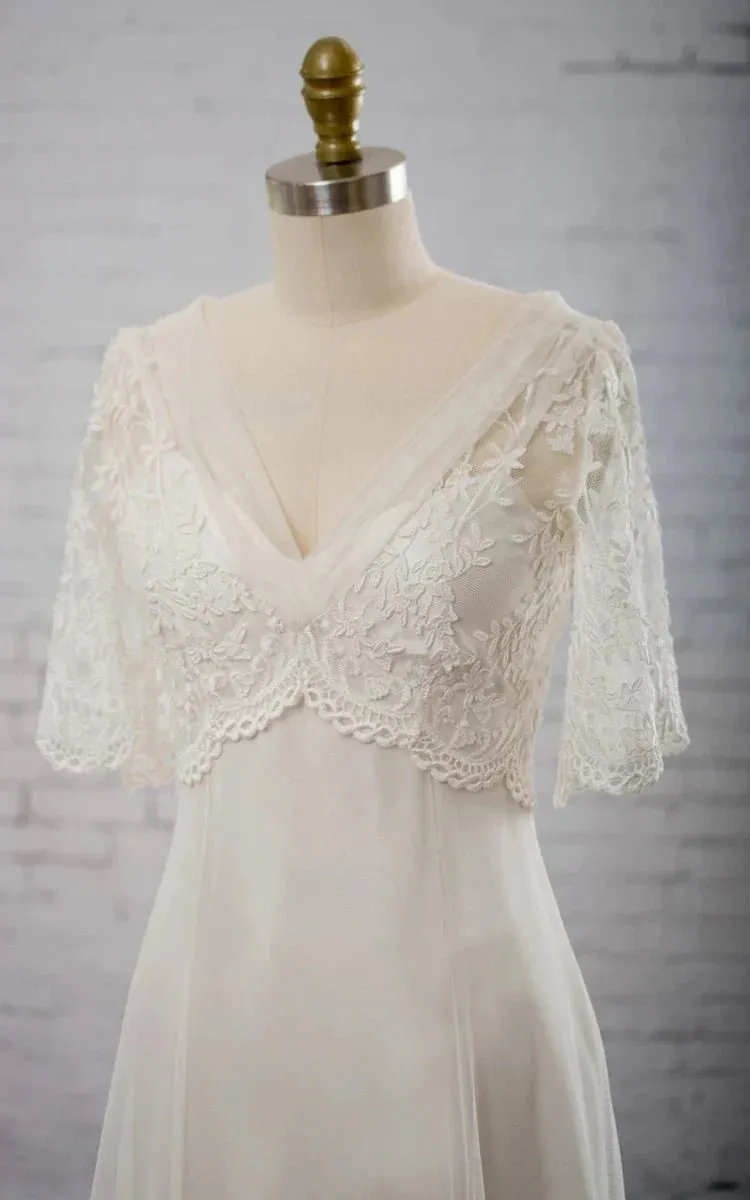 Sweetheart A-line Chiffon Dress With Half-sleeved Illusion Bodice sold by KissProm product image thumbnail 2
