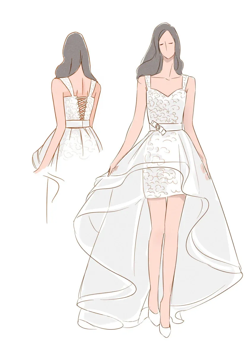 Beach Short Sweetheart Detachable Lace Wedding Dress With Tied Back sold by KissProm product image thumbnail 5
