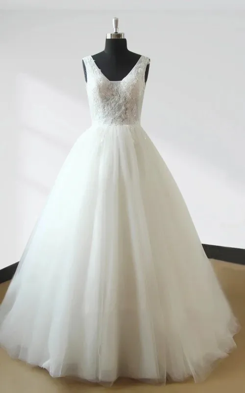 Ball Gown Tulle Lace Wedding Dress With Beading made by KissProm