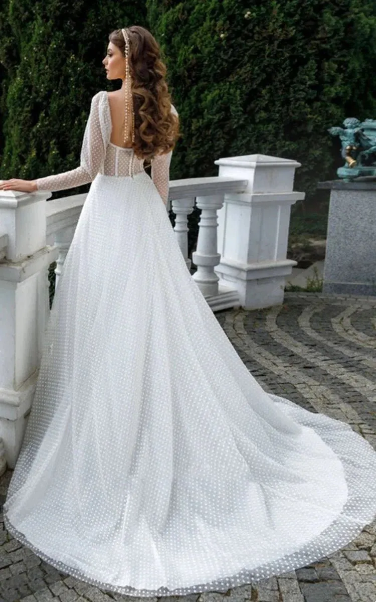 Vintage A-Line Sweetheart Tulle Wedding Dress with Sweep Train sold by KissProm product image thumbnail 2