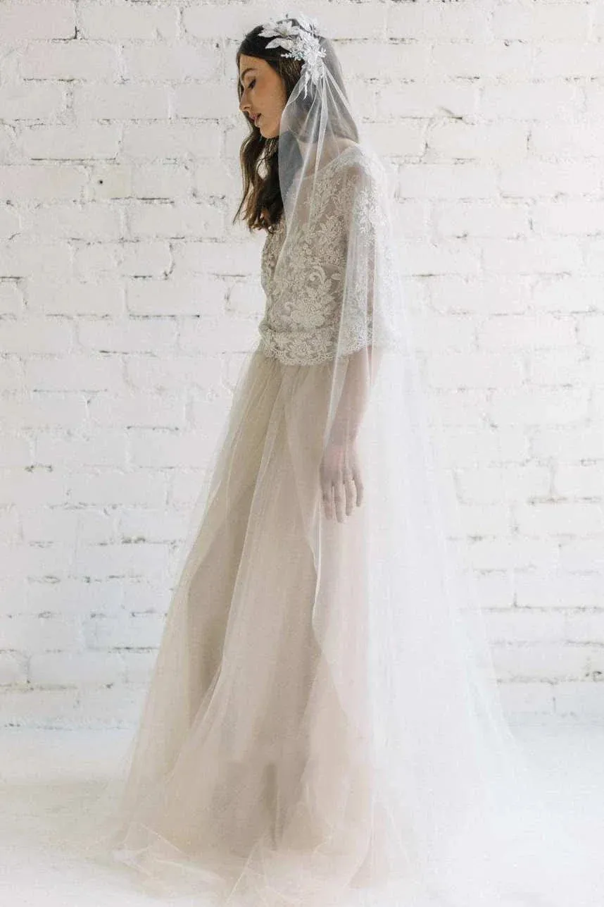 Bateau Lace Half Sleeve A-Line Tulle Dress With Low-V Back sold by KissProm product image thumbnail 2