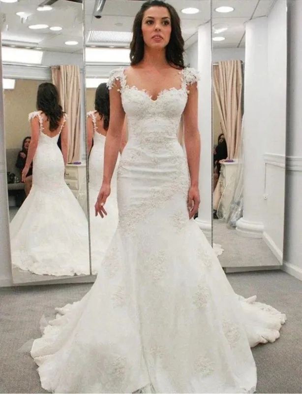 Lace Applique Strap Pleated Lace Gown With Open Back Style made by KissProm