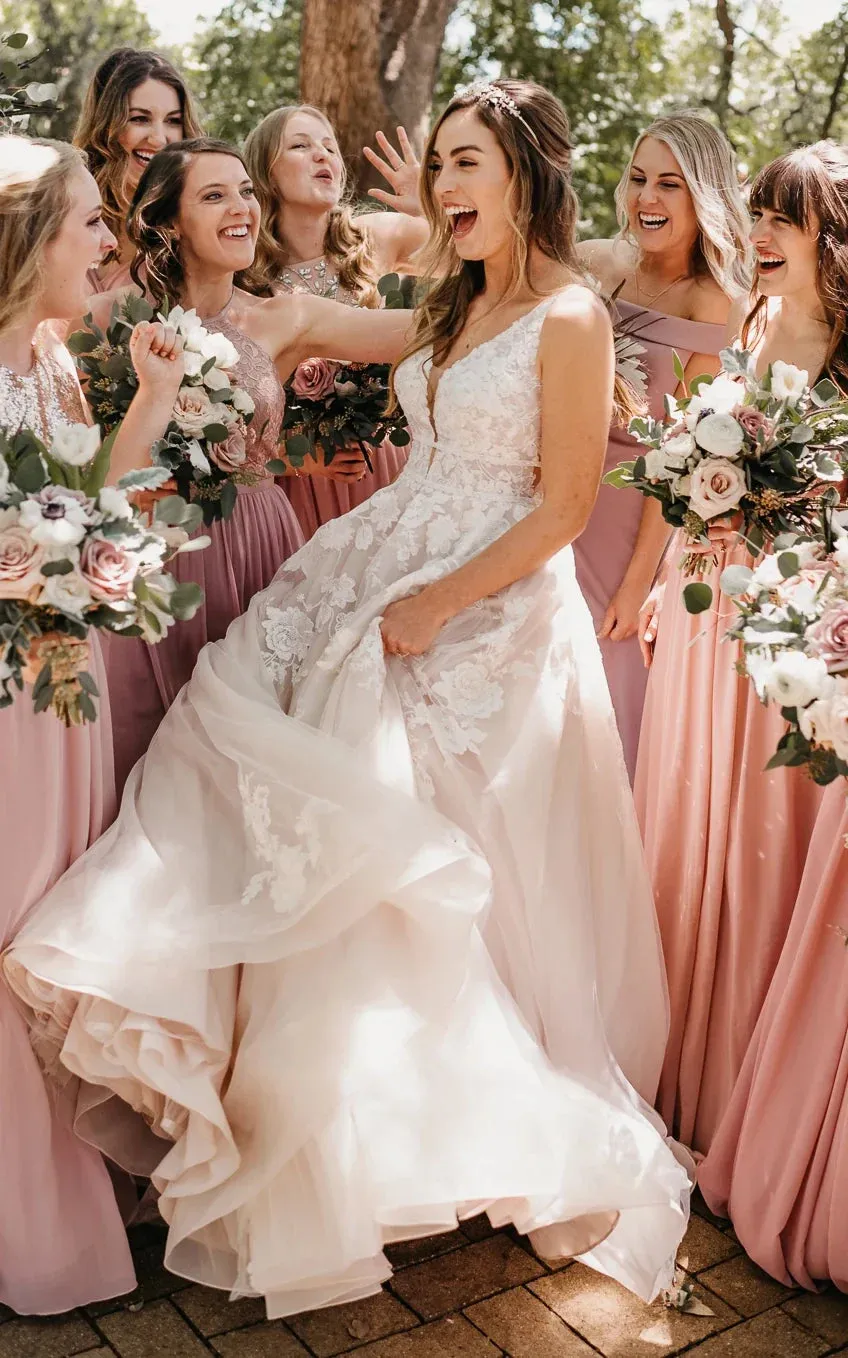 Adorable A-Line Lace Wedding Dress With Appliques And Illusion Deep-V Back sold by KissProm product image thumbnail 2