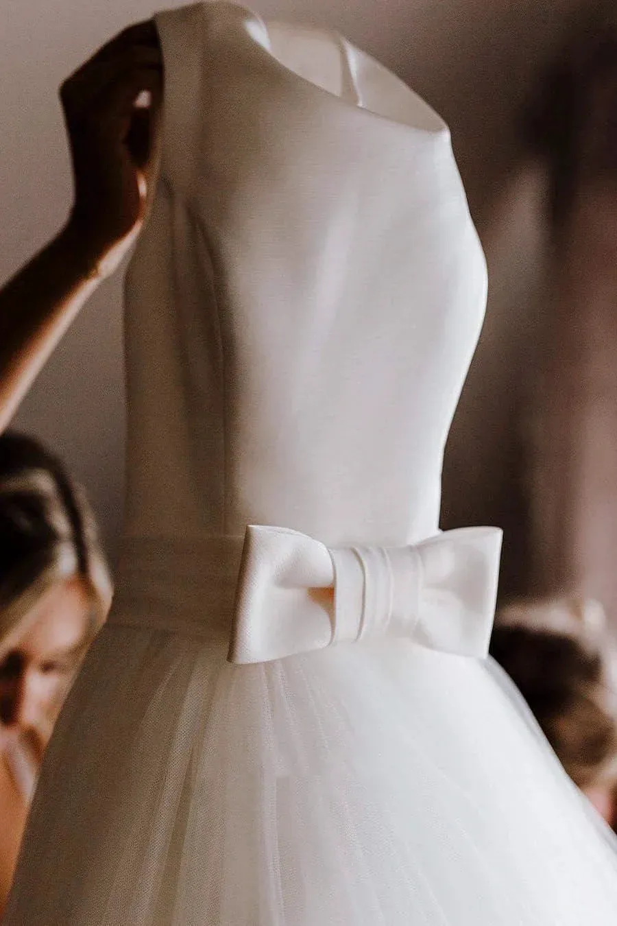 Sleeveless Deep V-back Ethereal Ballgown With Bow And Tulle Wedding Dress sold by KissProm product image thumbnail 5