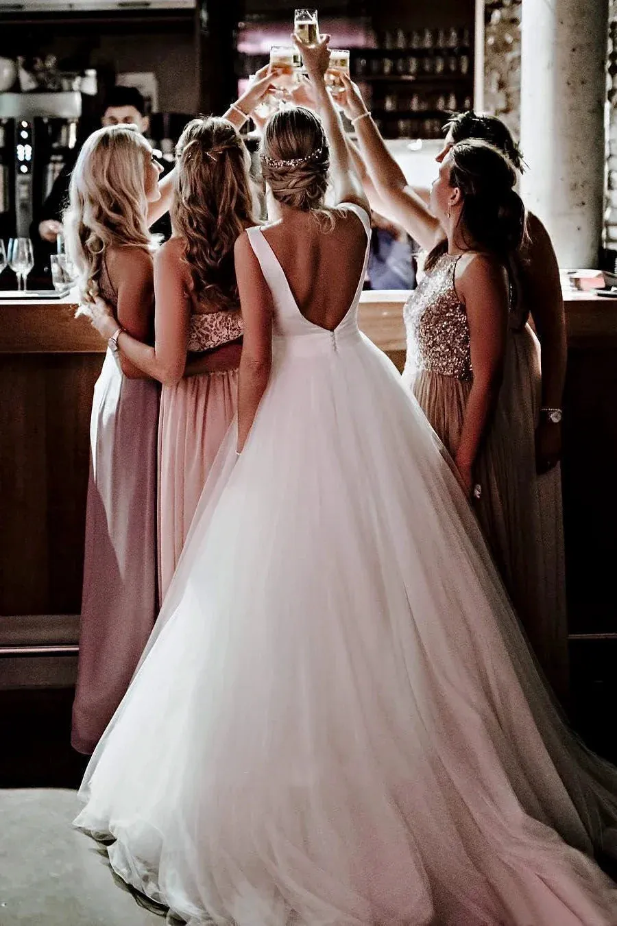 Sleeveless Deep V-back Ethereal Ballgown With Bow And Tulle Wedding Dress sold by KissProm product image thumbnail 4
