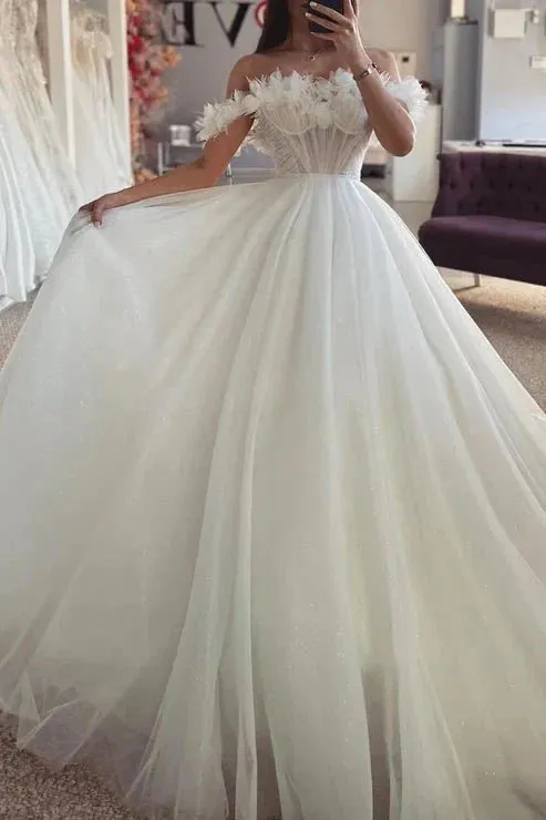 Tulle A-Line Empire Glitter With Detachable Bolero Wedding Dress sold by KissProm product image thumbnail 3
