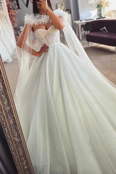 Tulle A-Line Empire Glitter With Detachable Bolero Wedding Dress sold by KissProm product image thumbnail 4