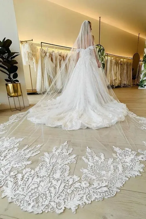 Off the Shoulder Romantic Lace Wedding Dress Bridal Gown sold by KissProm product image thumbnail 3