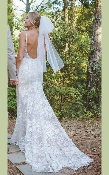 Bohemian Full Body Lace Mermaid Sexy Hip Wrap Wedding Dress Spaghetti Straps with Backless sold by KissProm product image thumbnail 5