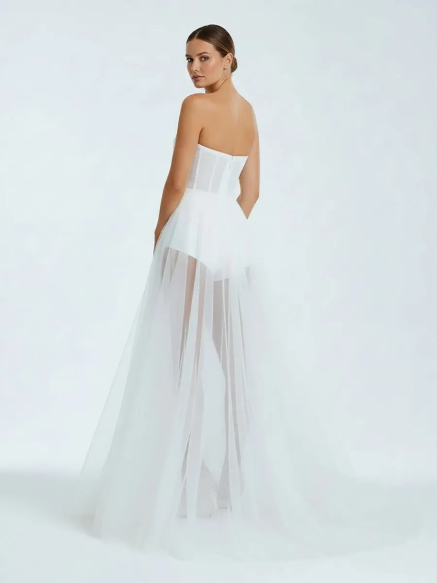 A-line Sweetheart Tulle High Split Bohemian Wedding Dresses sold by KissProm product image thumbnail 3