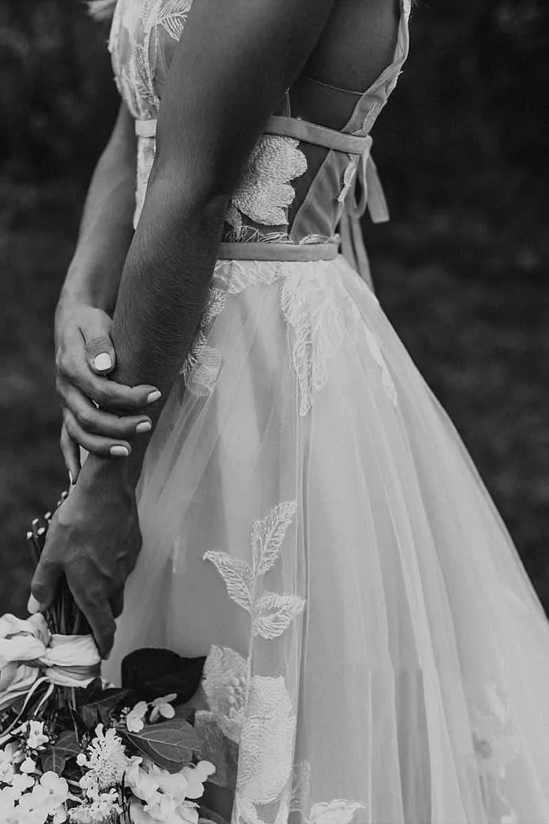 Marvelous V-neck A-Line Wedding Dress Tulle Appliques Rustic Wedding Dress sold by KissProm product image thumbnail 5