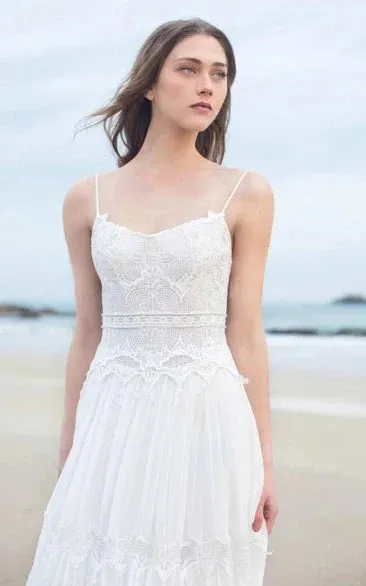 Spaghetti Sleeveless Chiffon Beach Boho Wedding Dress sold by KissProm product image thumbnail 5