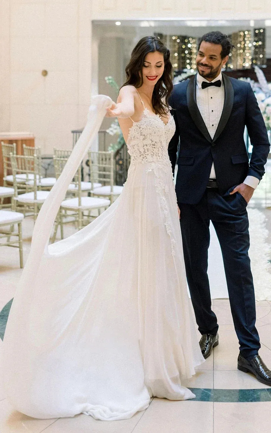 Spaghetti A-Line Lace Bohemian Wedding Dress With Open Back And Split Front sold by KissProm product image thumbnail 3