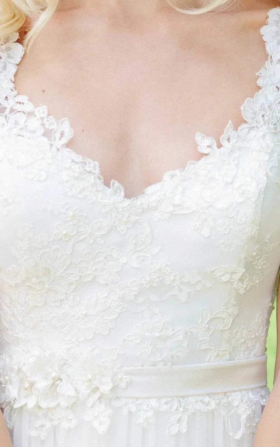 Long Chiffon Lace Weddig Dress With Beading Flower sold by KissProm product image thumbnail 3