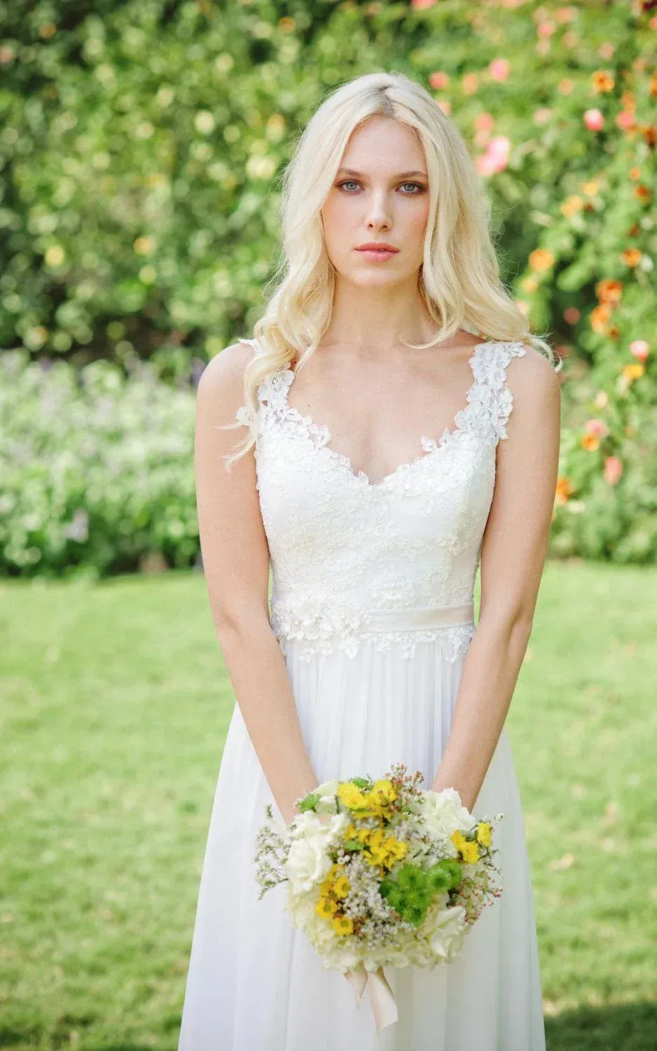 Long Chiffon Lace Weddig Dress With Beading Flower sold by KissProm product image thumbnail 4