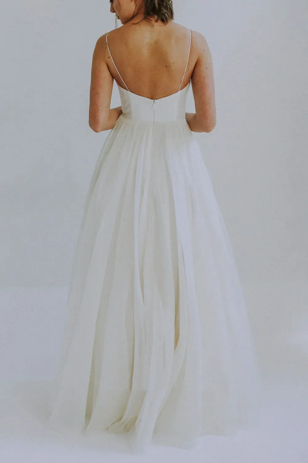 Sexy A-line Spaghetti Straps Wedding Gown With Tulle sold by KissProm product image thumbnail 2