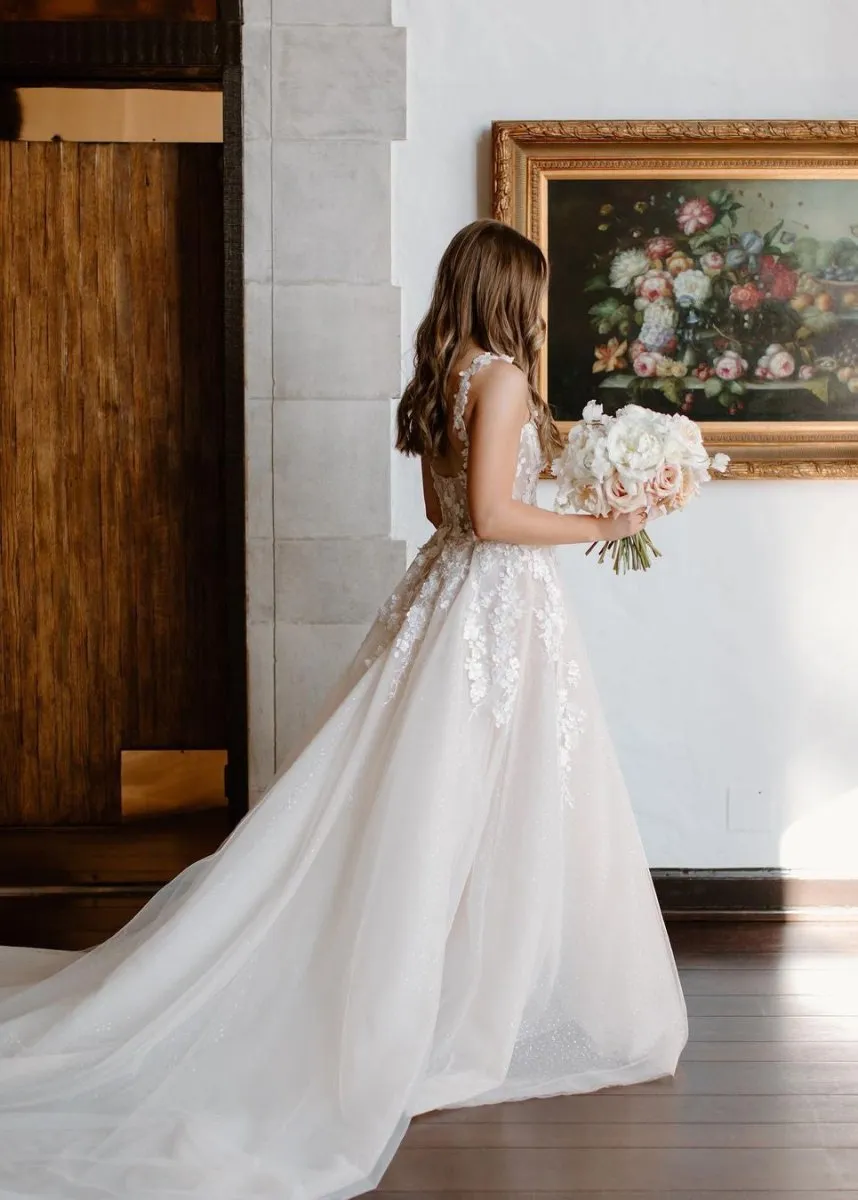 Fairy A Line Sweetheart Tulle Wedding Dresses with Appliques sold by KissProm product image thumbnail 2