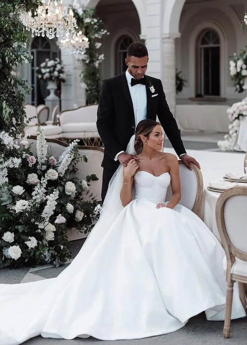 Ball Gown Sweetheart Satin Wedding Dresses sold by KissProm