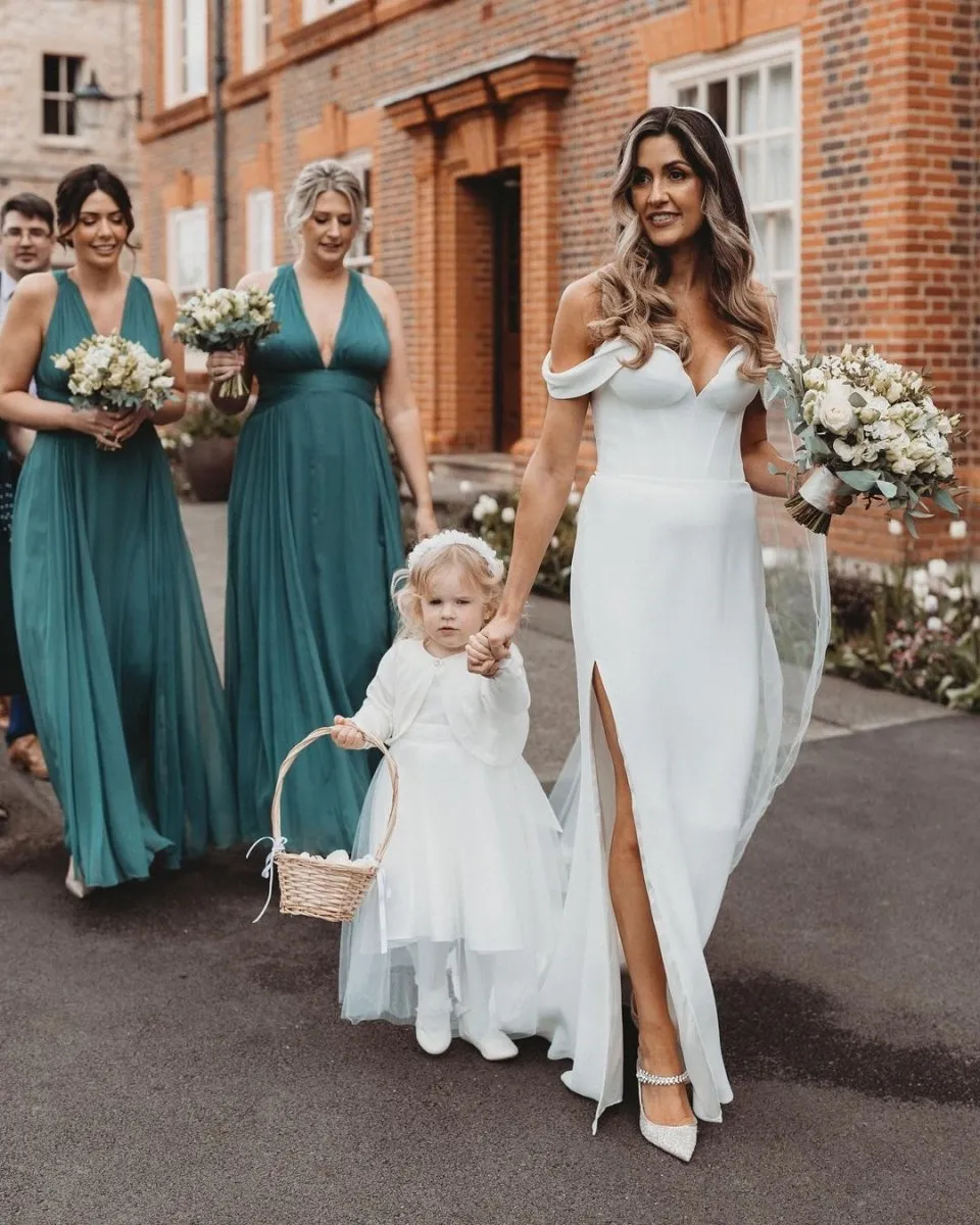 Mermaid Satin Wedding Dresses Off the Shoulder with Slit sold by KissProm product image thumbnail 3