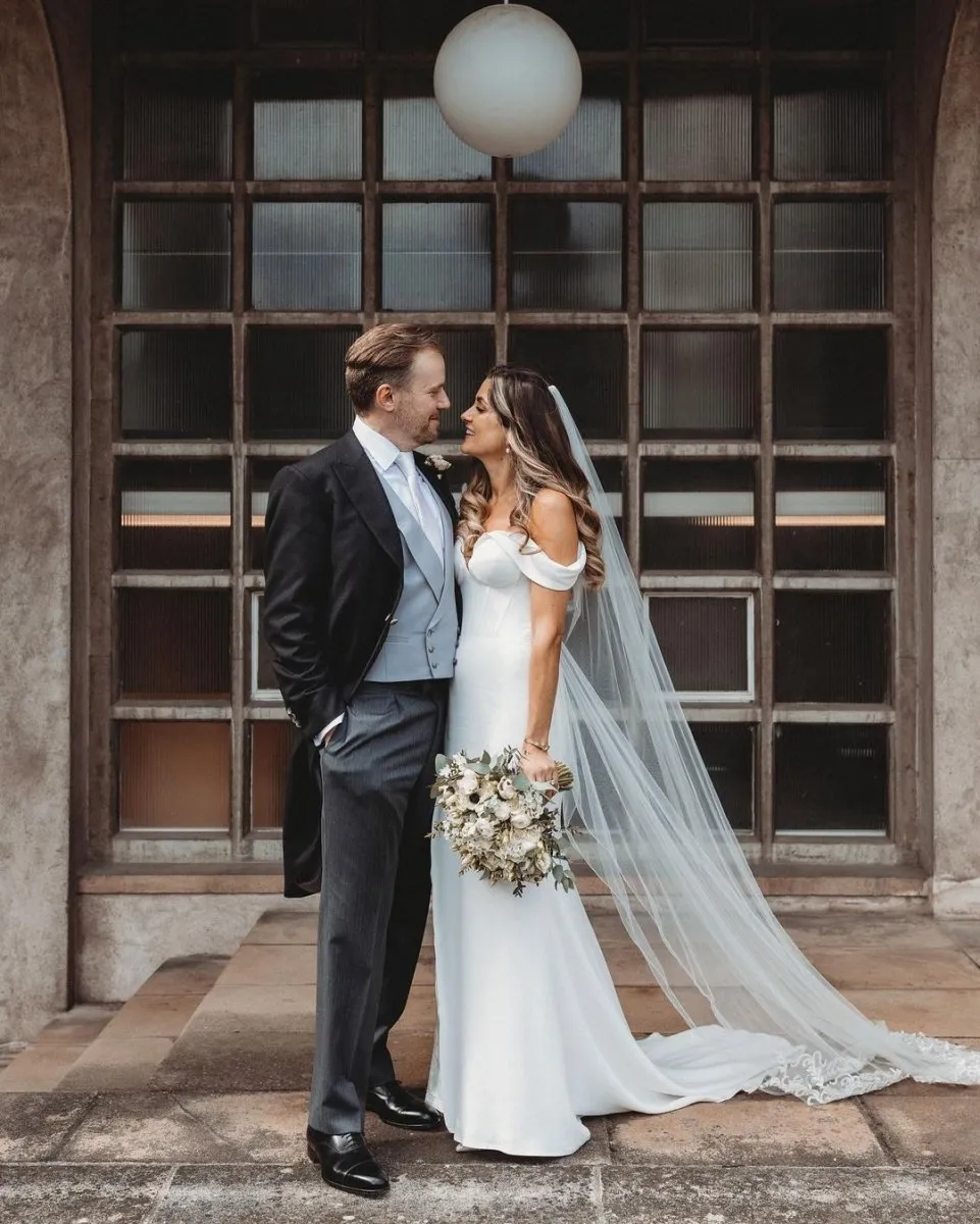 Mermaid Satin Wedding Dresses Off the Shoulder with Slit sold by KissProm product image thumbnail 4