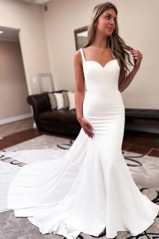 Long Chiffon Boho Wedding Dress Sweetheart Backless made by KissProm