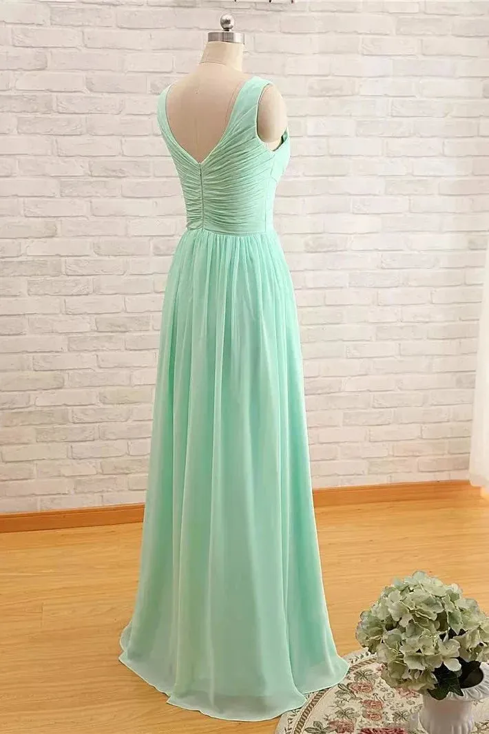 A-Line Sleeveless Floor-length Chiffon Bridesmaid Dress with Criss Cross sold by KissProm product image thumbnail 2