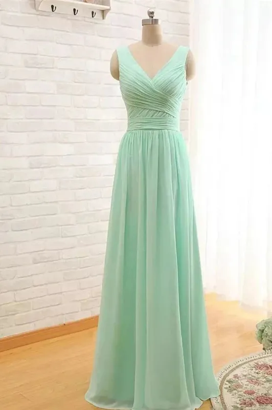 A-Line Sleeveless Floor-length Chiffon Bridesmaid Dress with Criss Cross made by KissProm