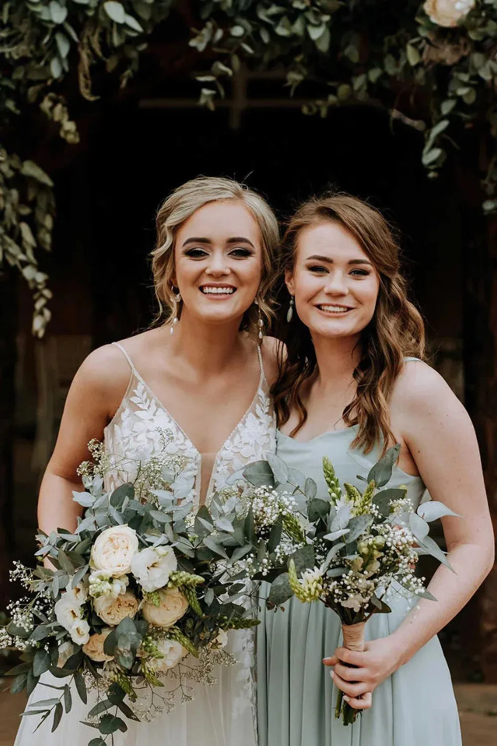 Grey Green Chiffon Spaghetti Straps A-Line Long Bridesmaid Dress sold by KissProm product image thumbnail 3
