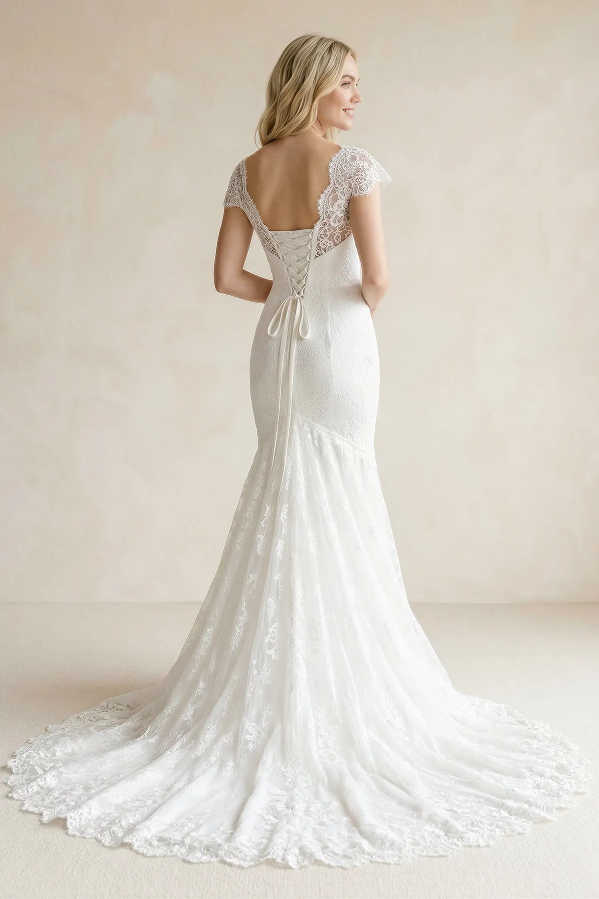 Sweetheart Mermaid Tulle Appliqued Wedding Dress in White sold by KissProm product image thumbnail 2