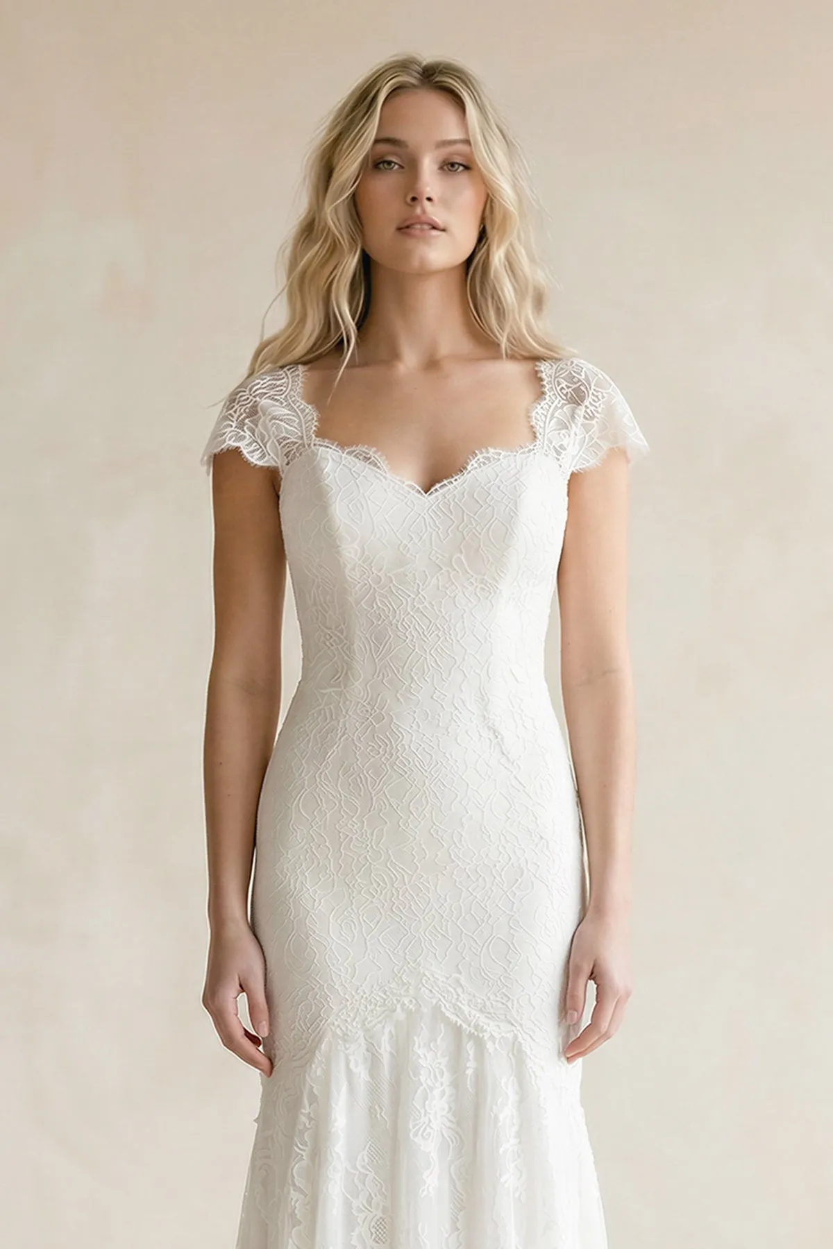 Sweetheart Mermaid Tulle Appliqued Wedding Dress in White sold by KissProm product image thumbnail 3