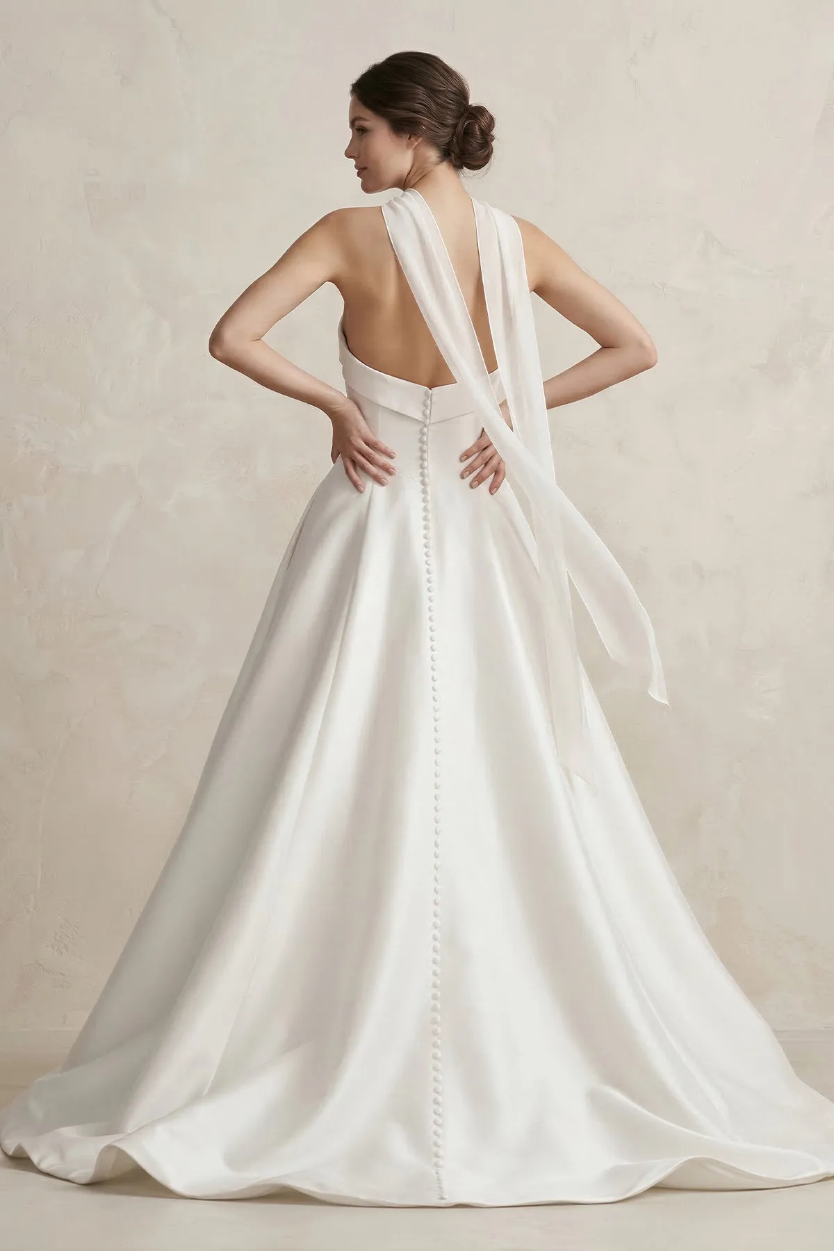 Sweetheart A-Line Satin Ball Gown Wedding Dress in White sold by KissProm product image thumbnail 2