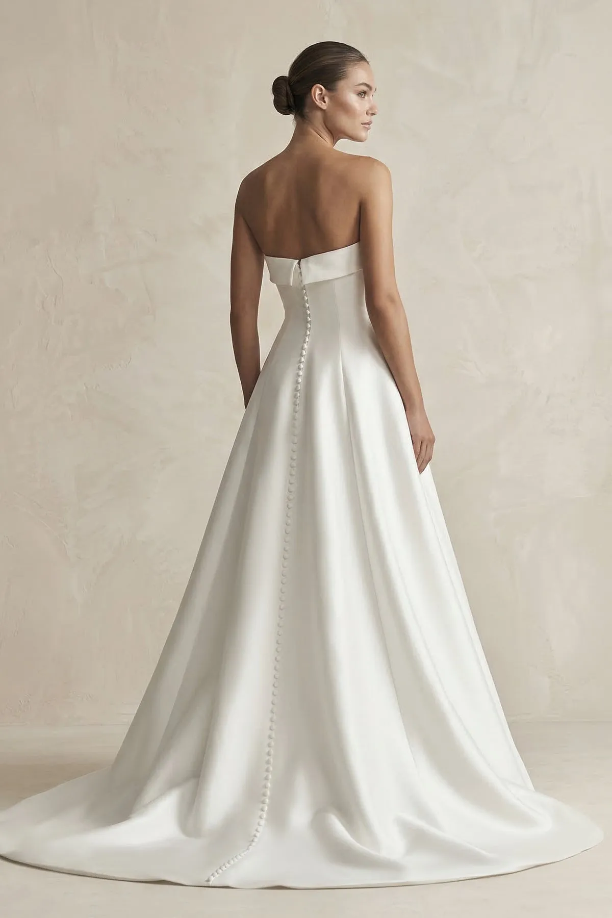 Strapless A-Line Satin Ruched Wedding Dress in White sold by KissProm product image thumbnail 2