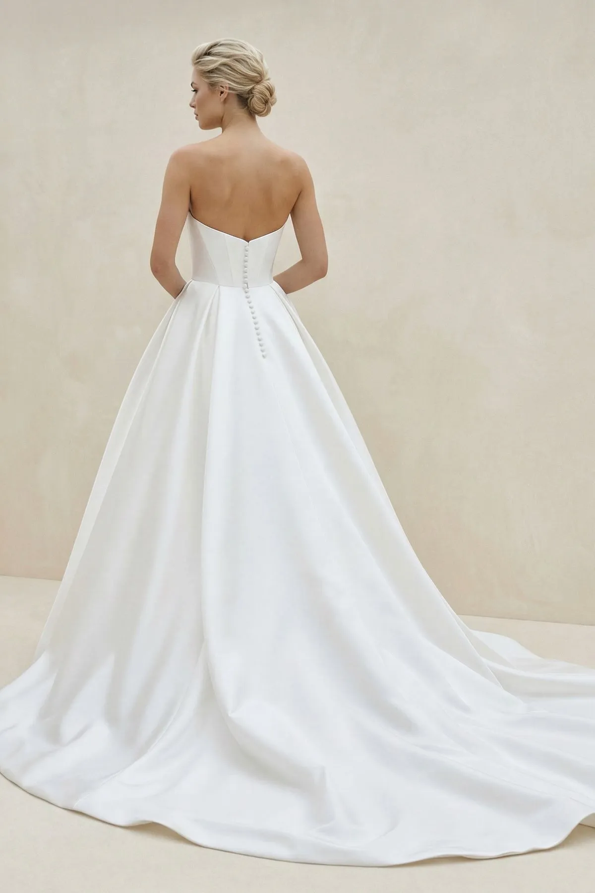 Off-the-Shoulder Satin A-Line Wedding Dress With Slit in White sold by KissProm product image thumbnail 2