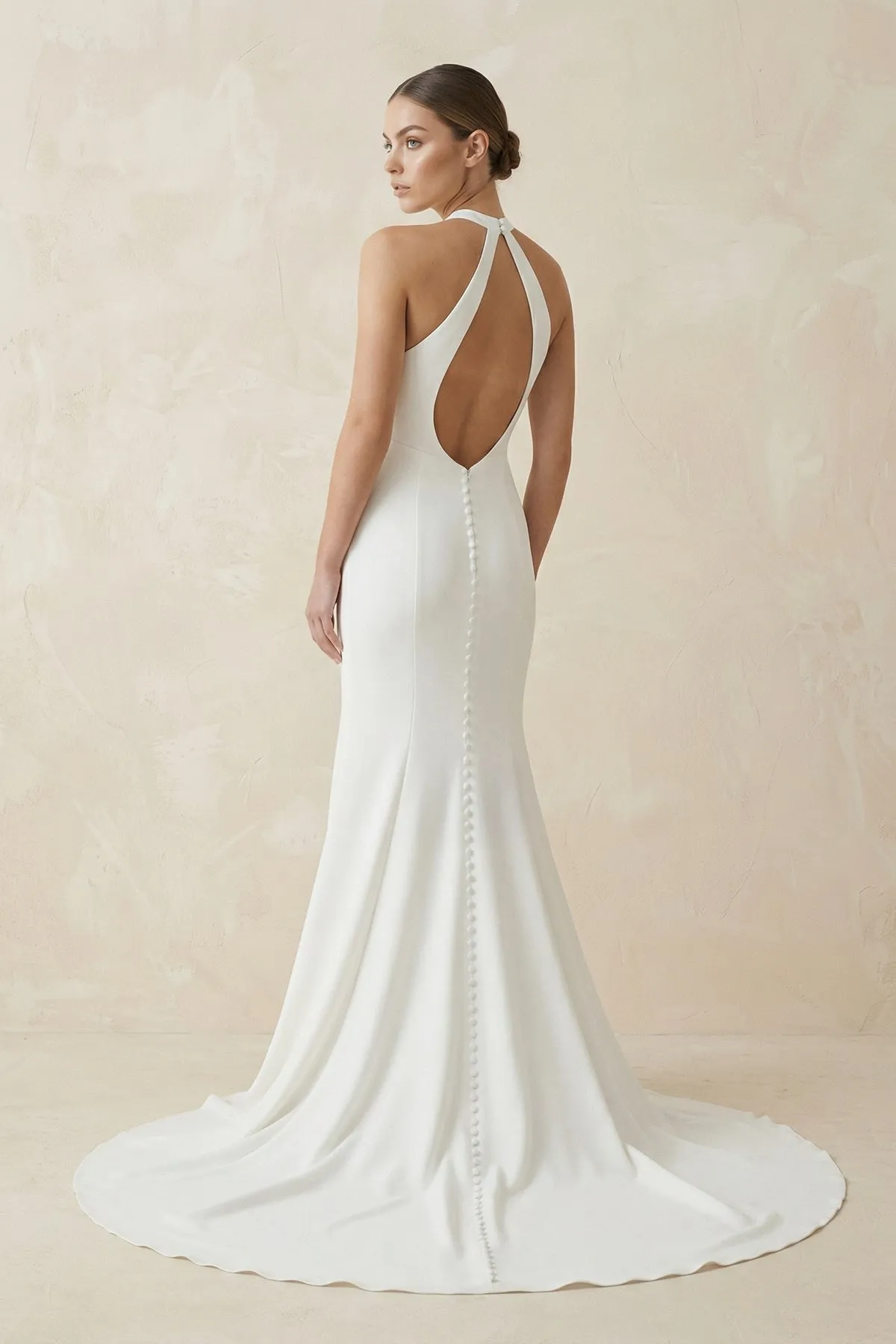 Halter Mermaid Satin Wedding Dress in White sold by KissProm product image thumbnail 3