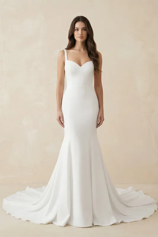 Mermaid Satin Sweetheart Wedding Dress in White made by KissProm