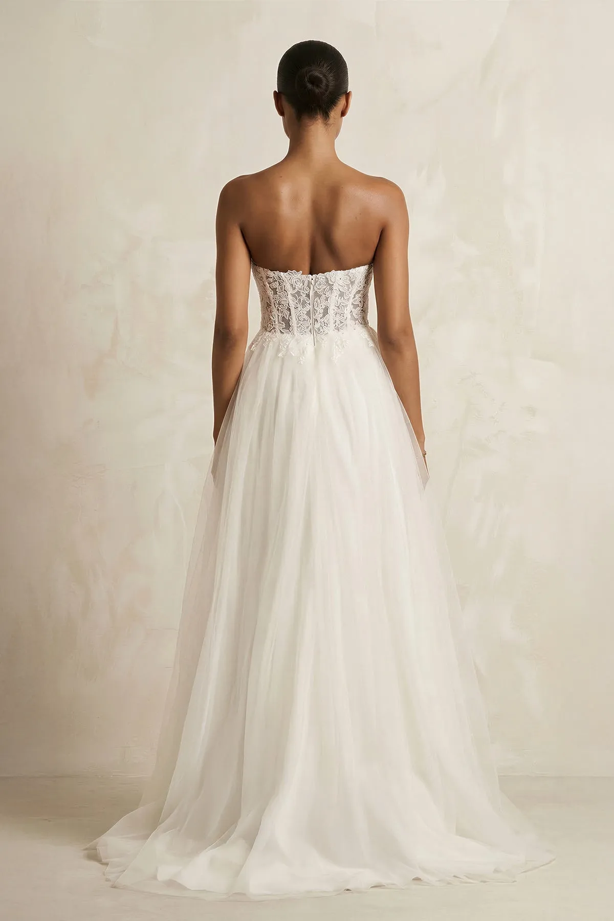 Tulle A-Line Strapless Corset Wedding Dress in Ivory sold by KissProm product image thumbnail 2