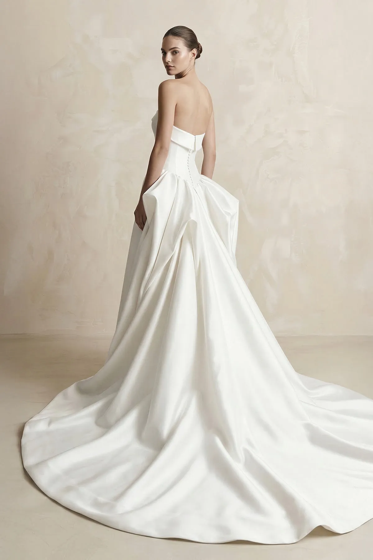 Strapless Satin A-Line Wedding Dress in White sold by KissProm product image thumbnail 2