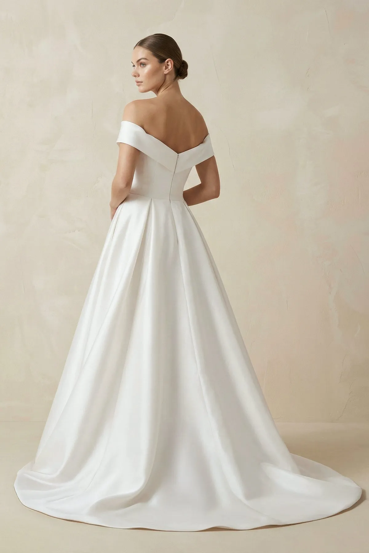 Simple Off-the-shoulder A-Line Wedding Dress sold by KissProm product image thumbnail 2