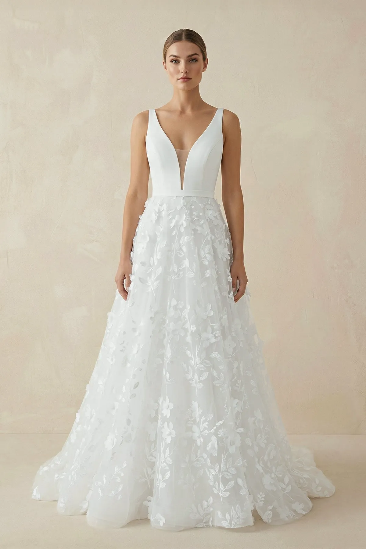 A Line V-Neck Tulle Lace Wedding Dresses sold by KissProm