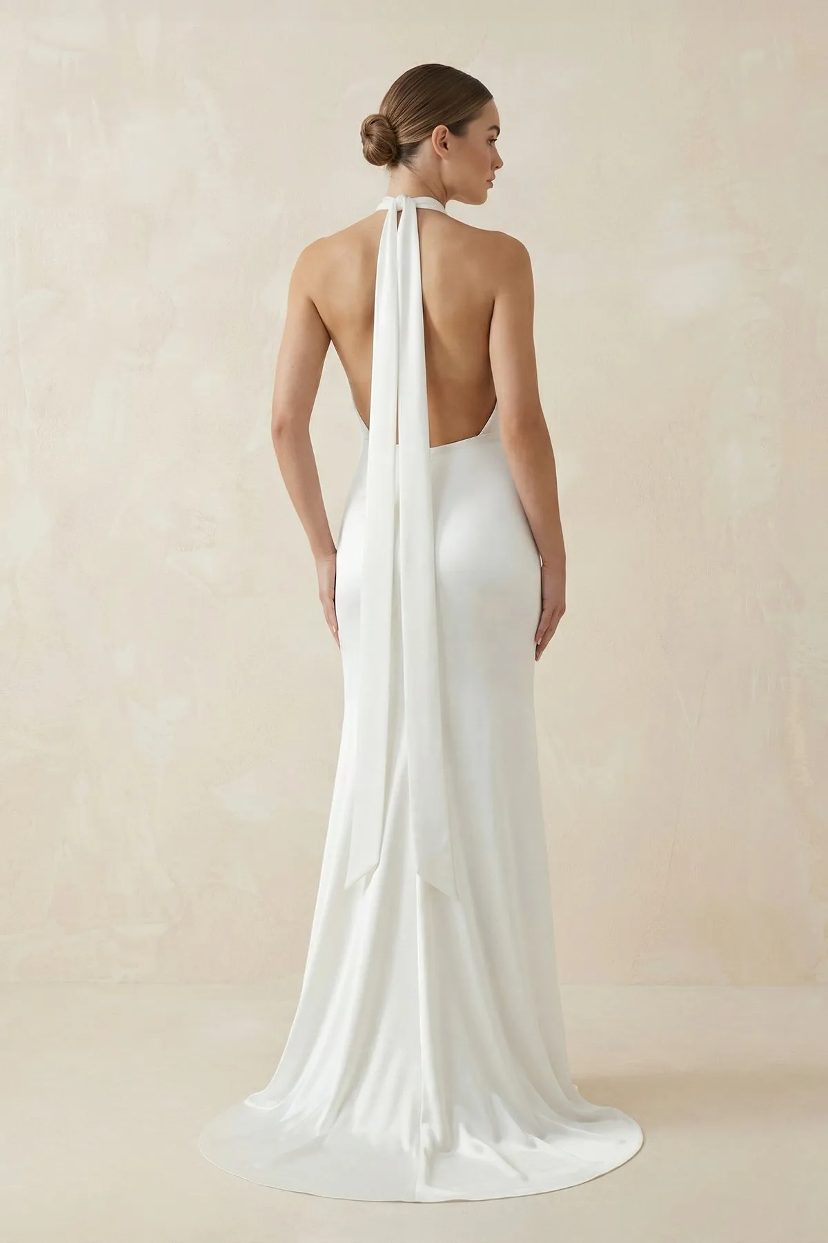 Simple Mermaid Halter Satin Wedding Dress sold by KissProm product image thumbnail 2