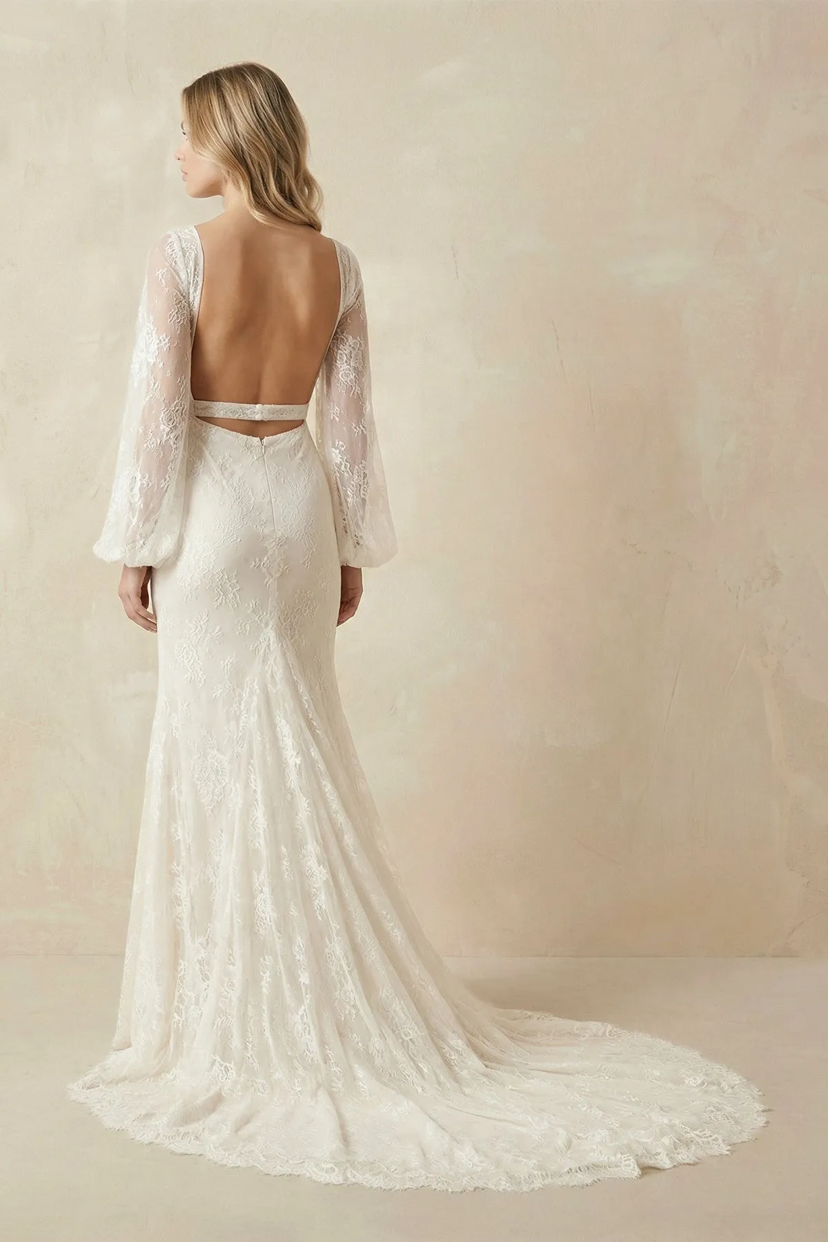V-Neck Long Sleeve Mermaid Lace Wedding Dresses sold by KissProm product image thumbnail 2