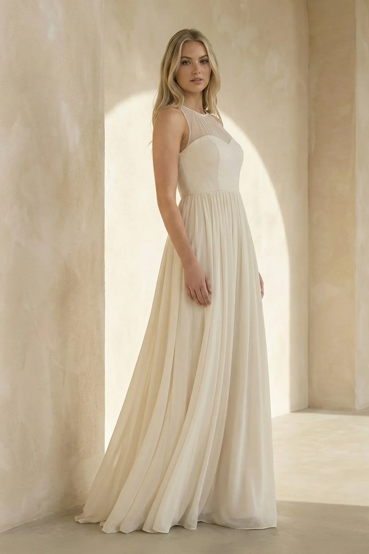 A Line Chiffon Wedding Dress in Ivory sold by KissProm product image thumbnail 3