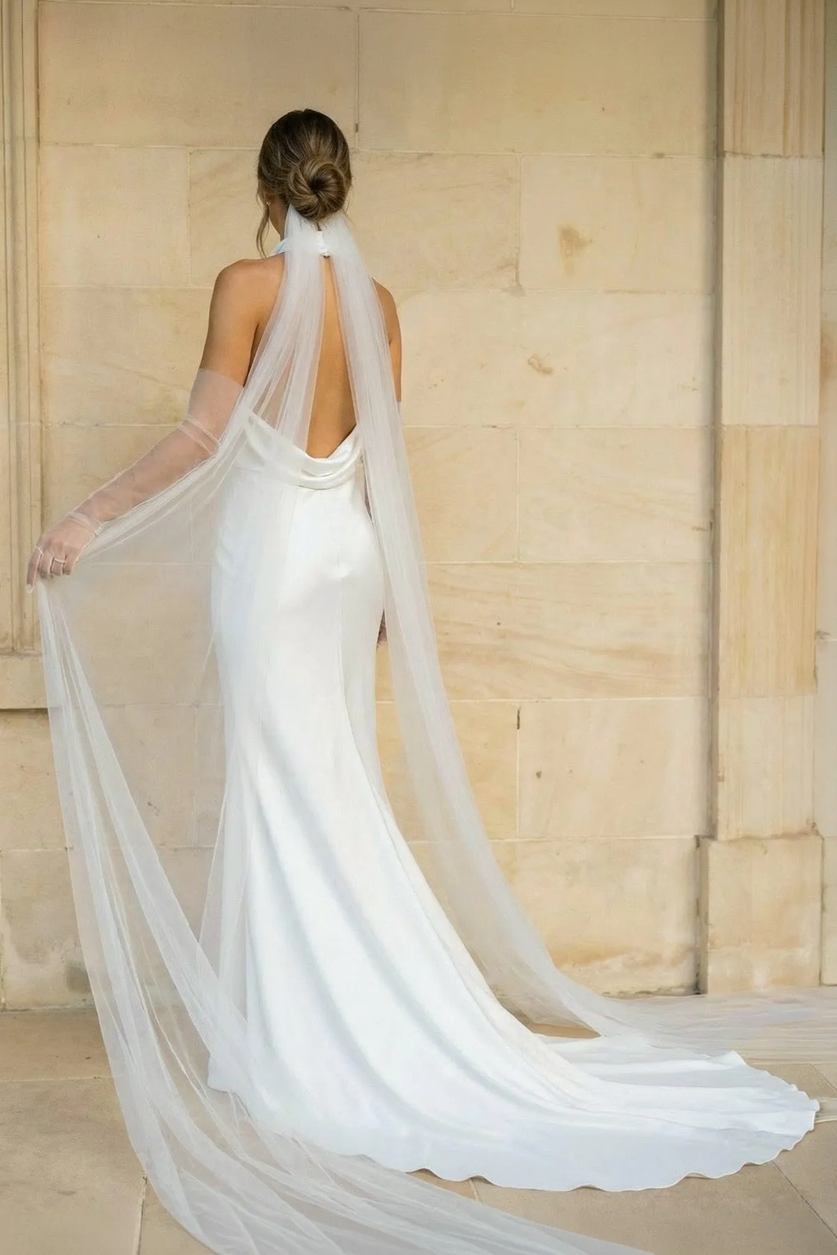 Halter Mermaid Satin Wedding Dress in White sold by KissProm product image thumbnail 2